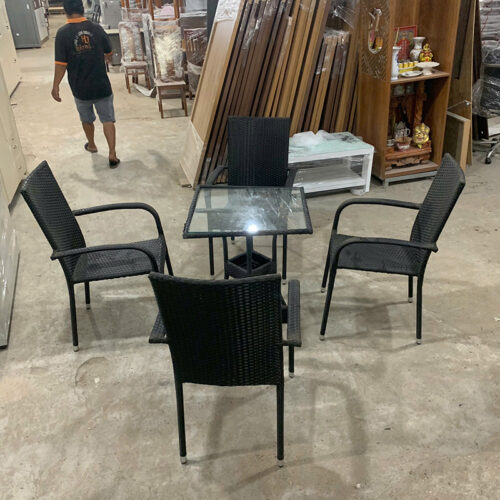 bo ban ghe may nhua cafe mau den cu 3