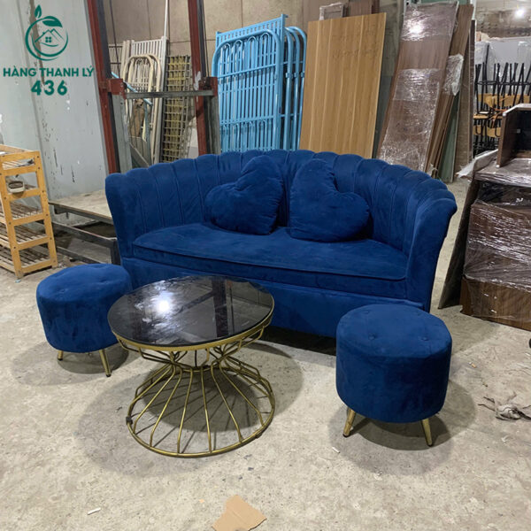 bo sofa nhung cu xanh navy kem 2 don tron 1