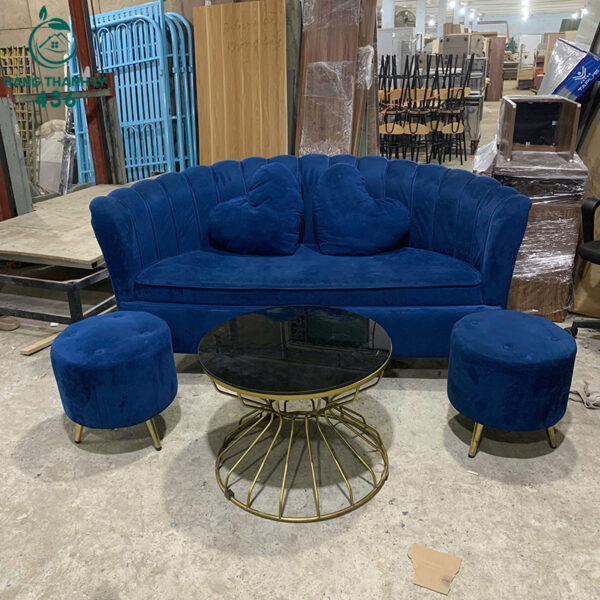 bo sofa nhung cu xanh navy kem 2 don tron 2