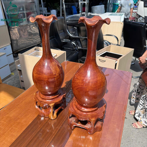 Cặp Lục Bình Gỗ Cũ Màu Nâu Bóng Đẹp 3 cap luc binh go cu mau nau bong dep 3