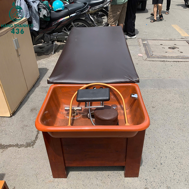 Giường Gội Đầu Dưỡng Sinh Cũ Bọc Da Nâu 4 giuong goi dau duong sinh cu boc da nau 2