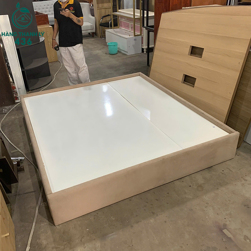 Giường Ngủ Bọc Nệm Màu Kem 1m8x2m Cũ 6 giuong ngu boc nem mau kem 1m8x2m cu 2