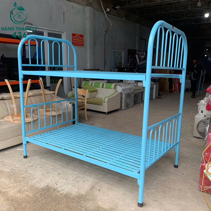 Giường Tầng Sắt Cũ Màu Xanh Dương 1M22 5 giuong tang sat cu mau xanh duong 1m22 2