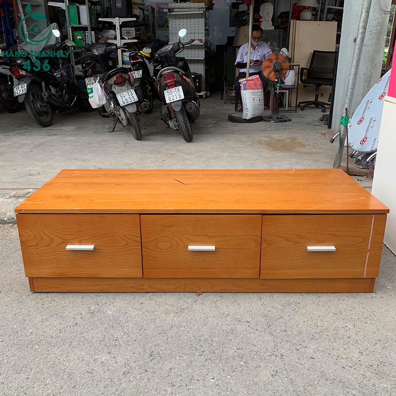 Kệ Tivi Gỗ Cũ Dáng Thấp Có 3 Hộc Kéo 7 ke tivi go cu dang thap co 3 hoc keo 3
