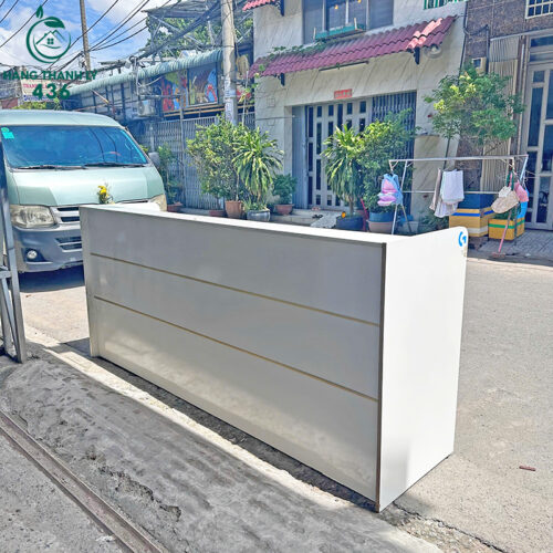 Quầy Lễ Tân Cũ Dài 2m4 Thiết Kế Có Hộc Tủ 3 quay le tan cu dai 2m4 thiet ke co hoc tu 1