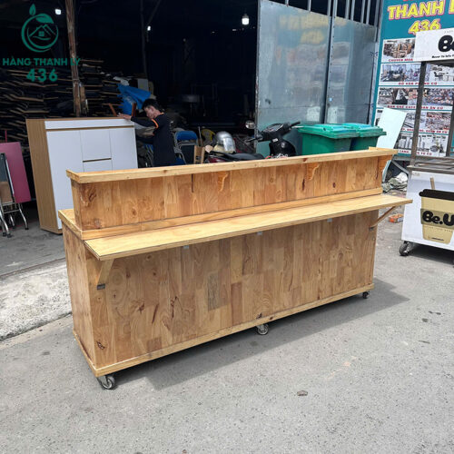 Quầy Pha Chế Gỗ Cũ Dài 2m Nhiều Ngăn Chứa 3 quay pha che go cu dai 2m nhieu ngan chua 1