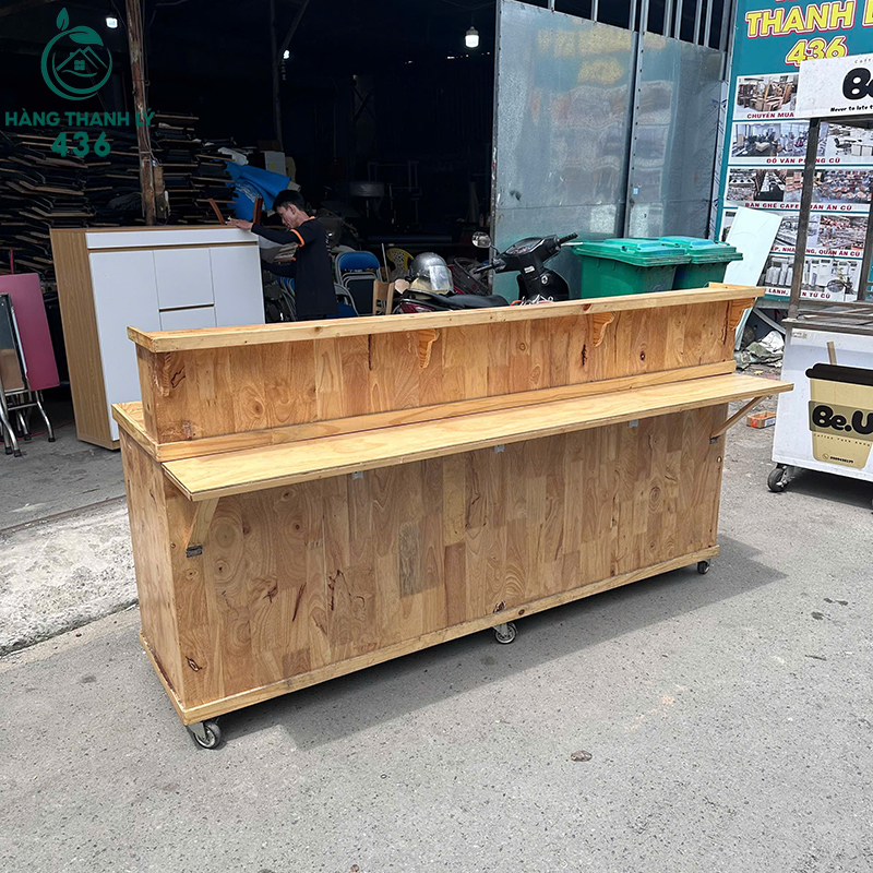 Quầy Pha Chế Gỗ Cũ Dài 2m Nhiều Ngăn Chứa 4 quay pha che go cu dai 2m nhieu ngan chua 1