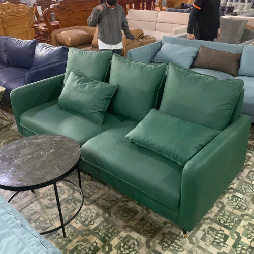 Sofa Băng Bọc Da Màu Xanh Lá Cũ 2 sofa bang boc da mau xanh la cu 1