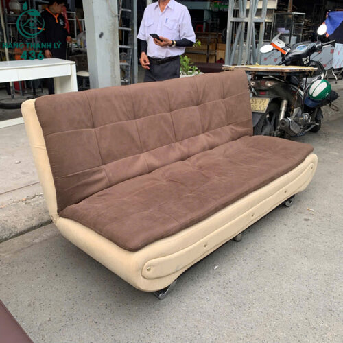 Sofa Bed Bọc Vải Cũ Phối Màu Nâu Kem 3 sofa bed boc vai cu phoi mau nau kem 3