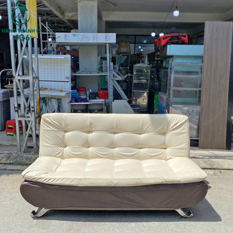 Sofa Giường Cũ Bọc Da Màu Kem Sang Trọng 6 sofa giuong cu boc da mau kem sang trong 3