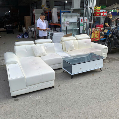 sofa goc l boc da cu mau trang sang trong 3m4 3