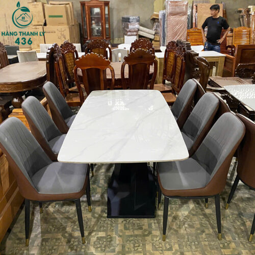 Thanh Lý Bộ Bàn Ăn Mặt Vân Đá 6 Ghế Bọc Da Mới 99% (Nhiều Mẫu) 3 thanh ly bo ban an mat van da 6 ghe boc da moi 99 nhieu mau 3