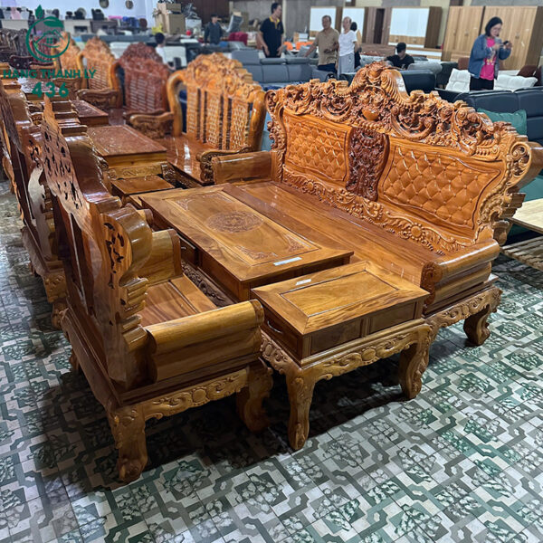 thanh ly bo salon go tay 12 cham hoa van moi 99 1 1