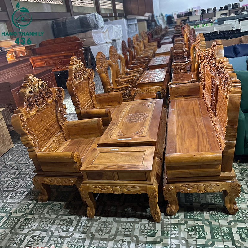 thanh ly bo salon go tay 12 cham hoa van moi 99 3 1