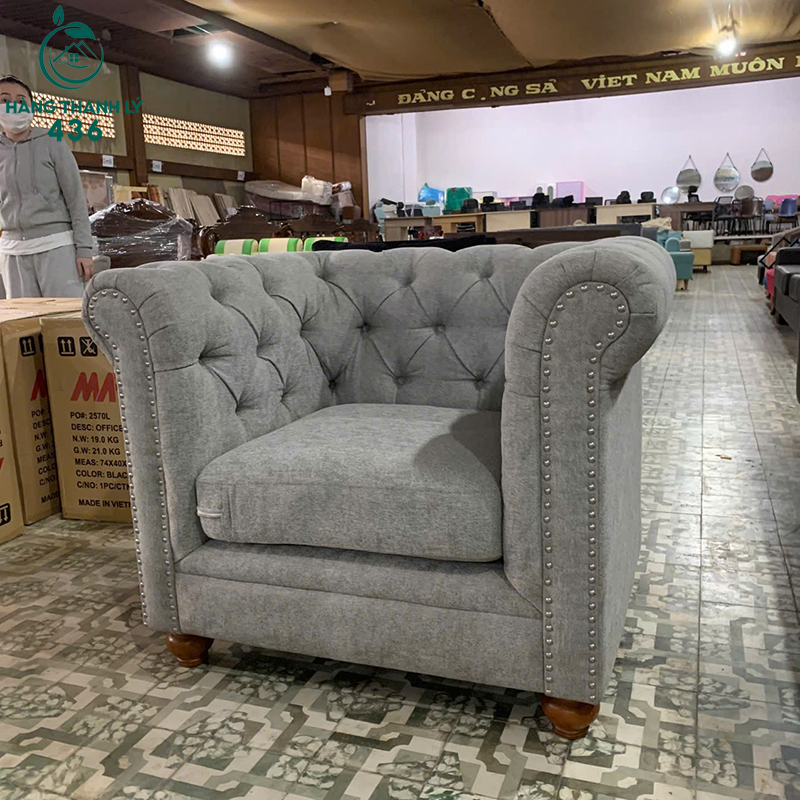 Thanh Lý Ghế Sofa Đơn Chesterfield Bọc Vải Mới 99% 4 thanh ly ghe sofa don chesterfield boc vai moi 99 1