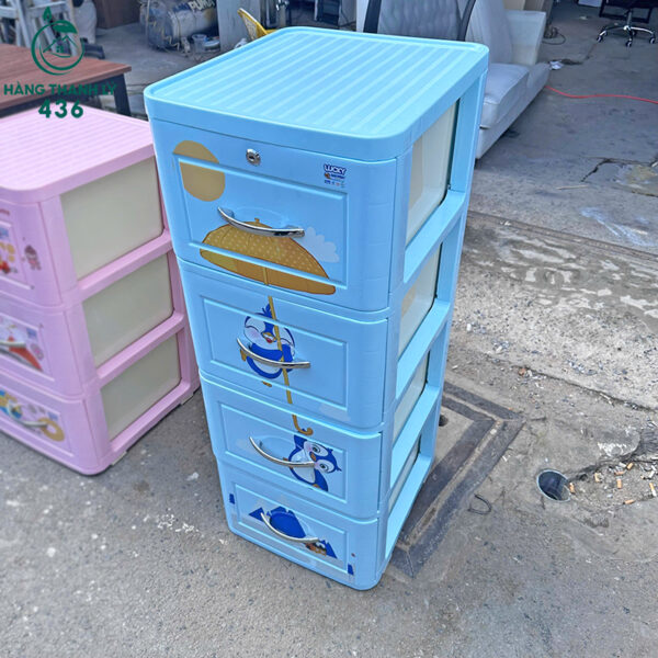 tu nhua 4 tang cu mau xanh 44cm 1