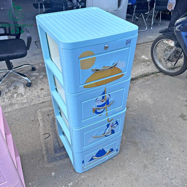 tu nhua 4 tang cu mau xanh 44cm 2