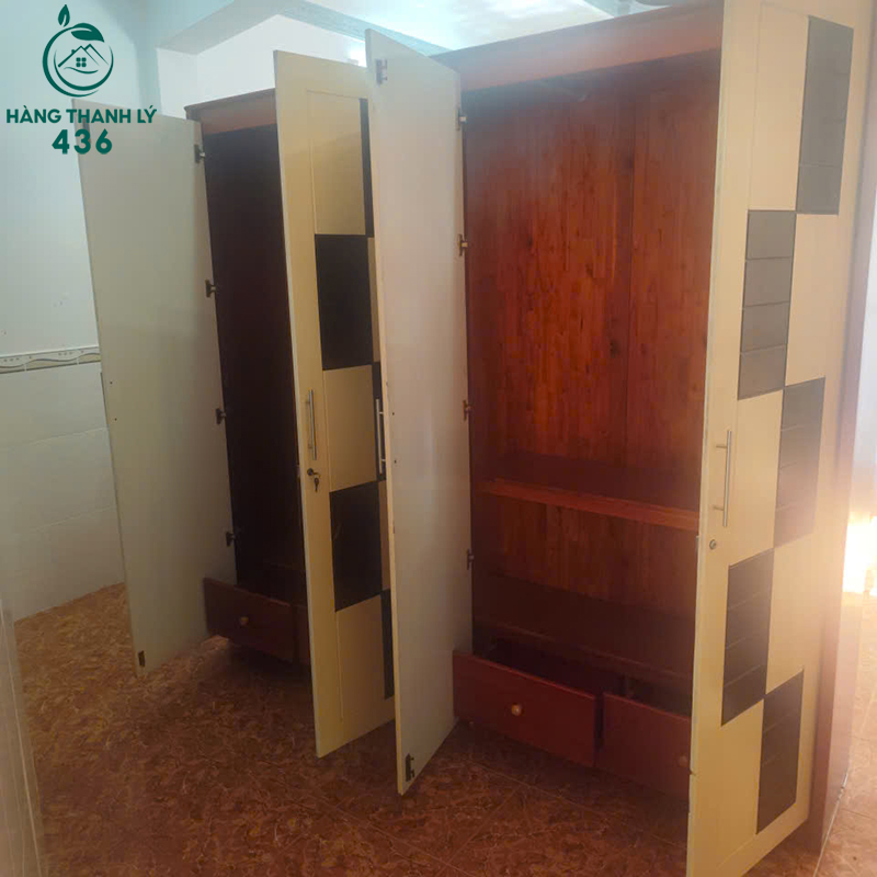 Tủ Quần Áo 4 Cánh Caro Cũ 2M33 7 tu quan ao 4 canh caro cu 2m33 3
