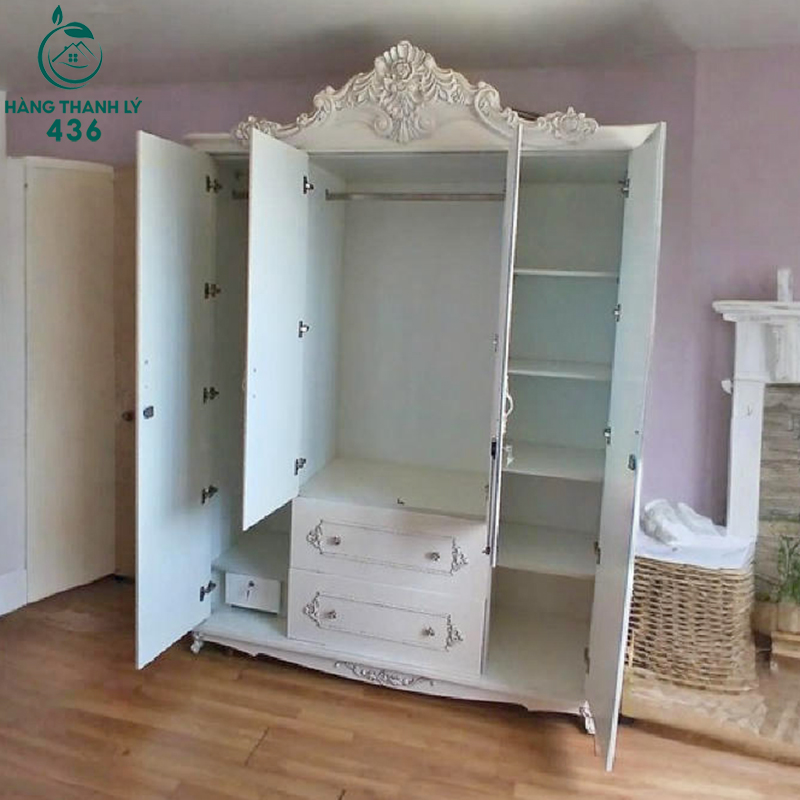 Tủ Quần Áo Cũ 4 Cánh Tân Cổ Điển 4 tu quan ao cu 4 canh tan co dien 2