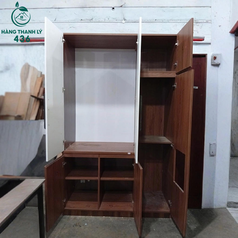 Tủ Quần Áo Cũ Vân Gỗ Nâu Phối Trắng 1M36 6 tu quan ao cu van go nau phoi trang 1m36 3