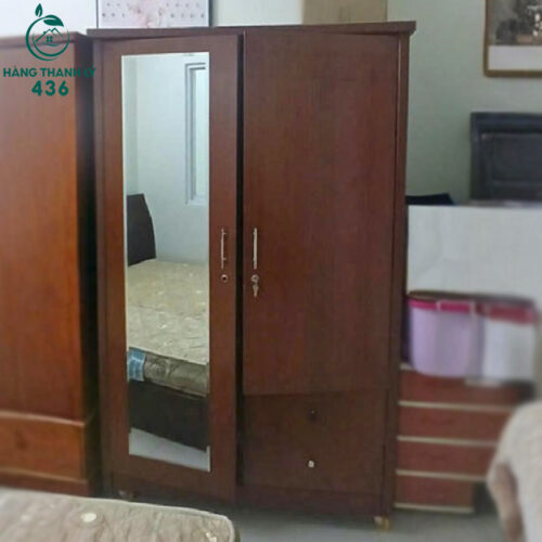 tu quan ao go cu 2 canh co guong soi 1m2 3