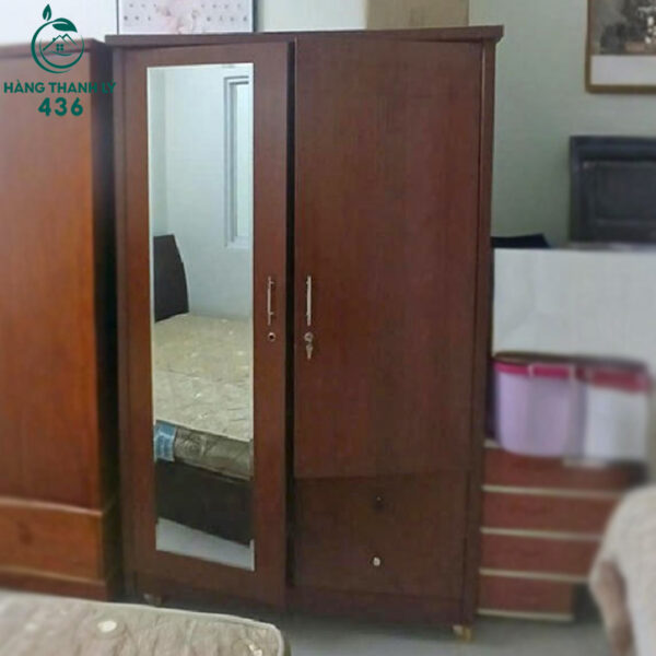 tu quan ao go cu 2 canh co guong soi 1m2 3