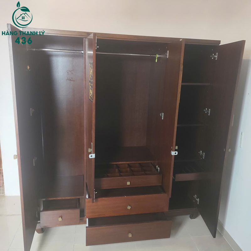 Tủ Quần Áo Gỗ Cũ 4 Cánh Nhiều Ngăn Tiện Dụng 1M8 8 tu quan ao go cu 4 canh nhieu ngan tien dung 1m8 2