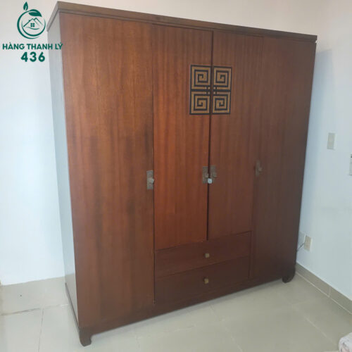 Tủ Quần Áo Gỗ Cũ 4 Cánh Nhiều Ngăn Tiện Dụng 1M8 4 tu quan ao go cu 4 canh nhieu ngan tien dung 1m8 3