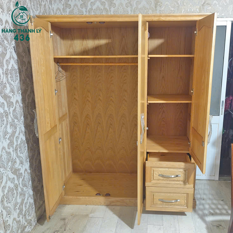 Tủ Quần Áo Gỗ Sồi Cũ 3 Cánh 1m55 5 tu quan ao go soi cu 3 canh 1m55 2