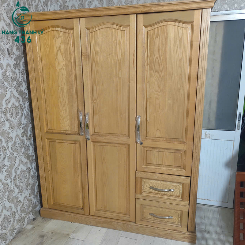 Tủ Quần Áo Gỗ Sồi Cũ 3 Cánh 1m55 6 tu quan ao go soi cu 3 canh 1m55 3