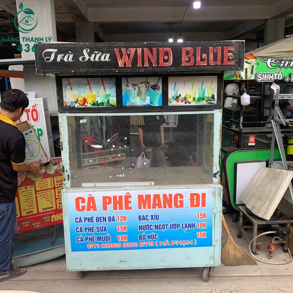xe ban ca phe cu khung sat co banh xe 1