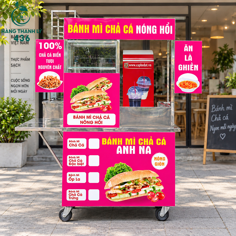 20+ Mẫu Xe Bánh Mì Phổ Biến Cho Người Mới Kinh Doanh 25 Xe bánh mì chả cá