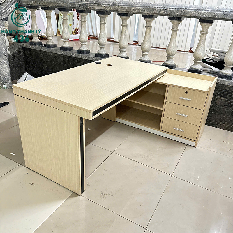 Bàn Giám Đốc Chữ L Cũ Màu Kem Kèm Tủ Phụ 6 ban giam doc chu l cu mau kem kem tu phu 3