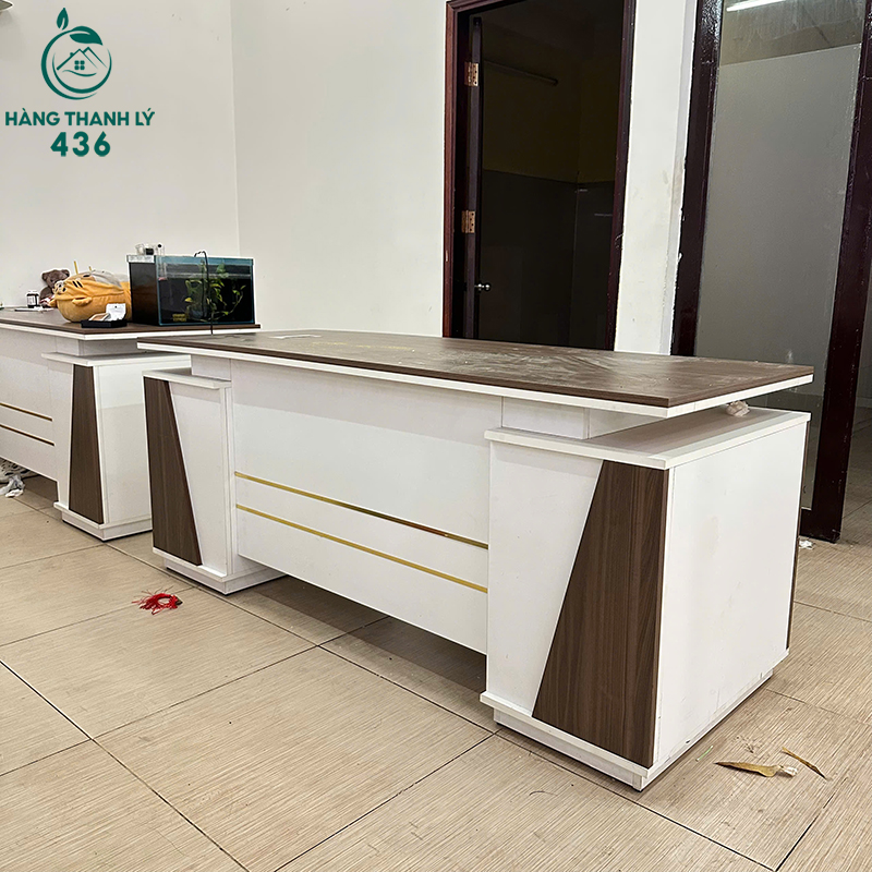 Bàn Giám Đốc Cũ Màu Trắng Nâu 8 ban giam doc cu mau trang nau 3