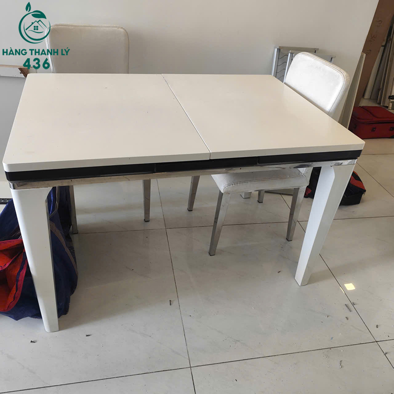 Bộ Bàn Ăn Cũ 6 Ghế Màu Trắng 4 bo ban an cu 6 ghe mau trang 1