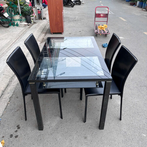 Thanh Lý Bàn Ghế Cũ, Mua Bán Đồ Nội Thất Cũ Giá Rẻ TPHCM 207 bo ban an mat kinh cu kem 4 ghe 1m3 2