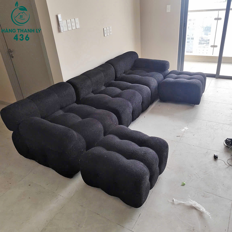 Bộ Sofa Cũ Bọc Vải Màu Đen 4 bo sofa cu boc vai mau den 2