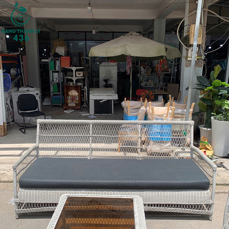 Bộ Sofa Sân Vườn Cũ Đan Nhựa Giả Mây 6 bo sofa san vuon cu dan nhua gia may 1
