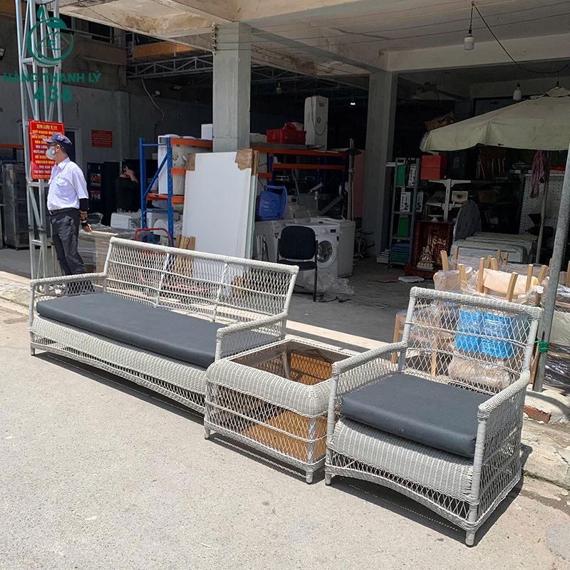 Bộ Sofa Sân Vườn Cũ Đan Nhựa Giả Mây 8 bo sofa san vuon cu dan nhua gia may 3