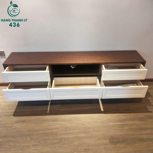 Kệ Tivi Cũ Dài 1m97 Có Vân Gỗ Nâu Trắng 3 ke tivi cu dai 1m97 co van go nau trang 1