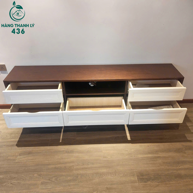 Kệ Tivi Cũ Dài 1m97 Có Vân Gỗ Nâu Trắng 5 ke tivi cu dai 1m97 co van go nau trang 1