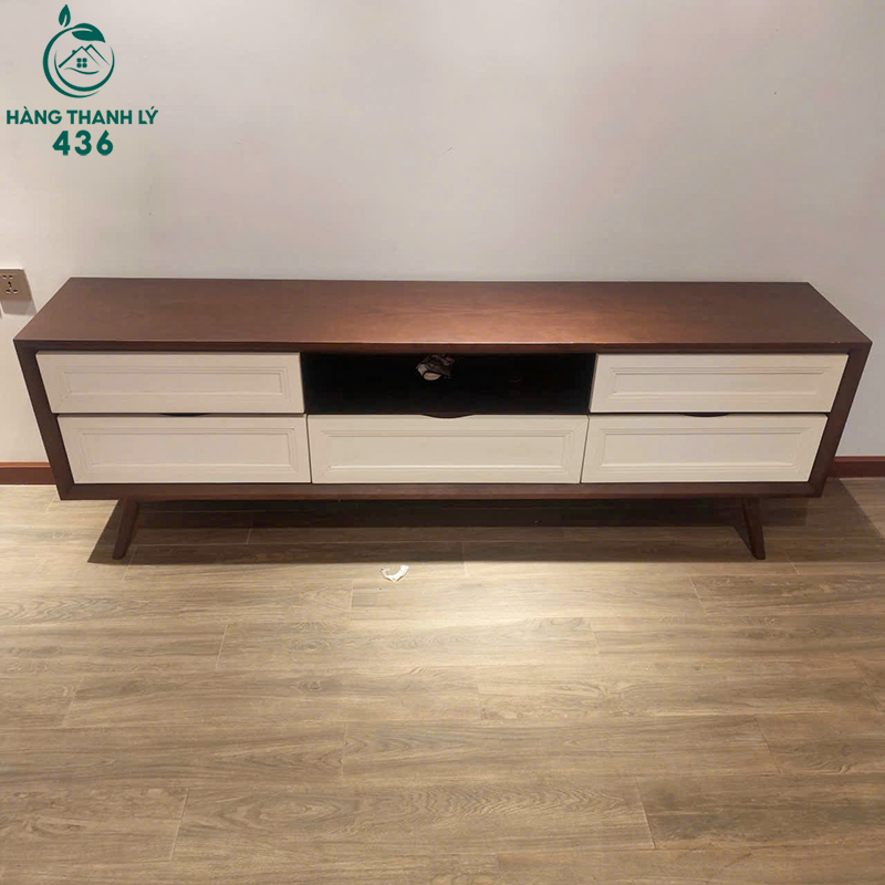 Kệ Tivi Cũ Dài 1m97 Có Vân Gỗ Nâu Trắng 4 ke tivi cu dai 1m97 co van go nau trang 2