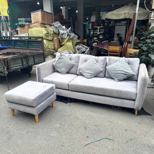 Sofa Băng 3 Chỗ Bọc Nỉ Cũ Kèm Đôn Rời 2 sofa bang 3 cho boc ni cu kem don roi 2