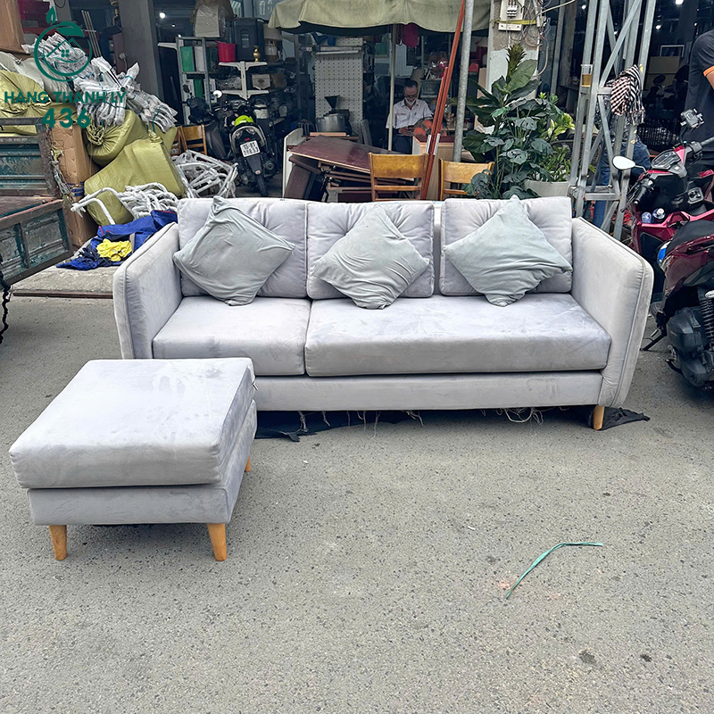 Sofa Băng 3 Chỗ Bọc Nỉ Cũ Kèm Đôn Rời 6 sofa bang 3 cho boc ni cu kem don roi 3