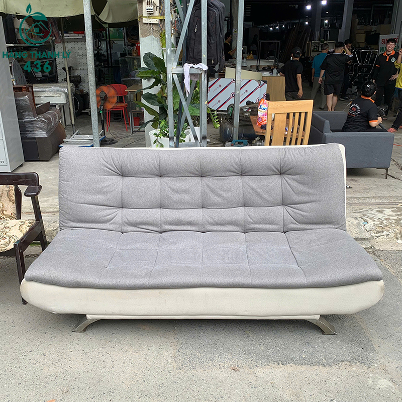 Sofa Bed Cũ Bọc Vải Màu Xám Gấp Gọn 4 sofa bed cu boc vai mau xam gap gon 1