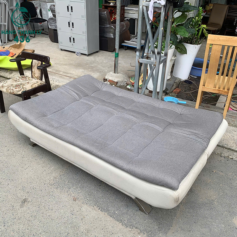 Sofa Bed Cũ Bọc Vải Màu Xám Gấp Gọn 5 sofa bed cu boc vai mau xam gap gon 2