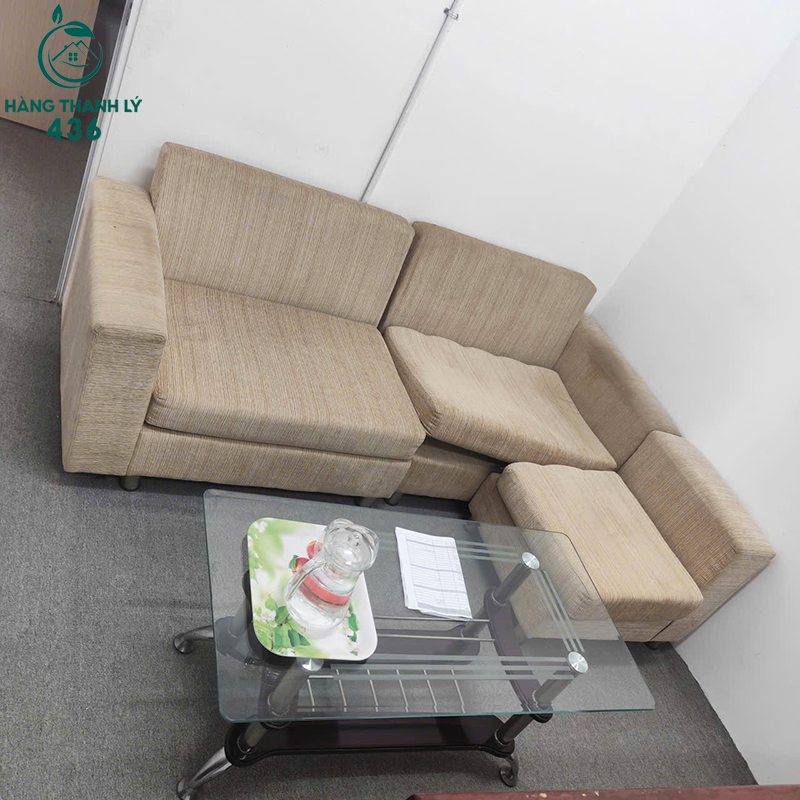 Sofa Góc L Cũ Bọc Nệm Màu Kem Nhạt 3 sofa goc l cu boc nem mau kem nhat