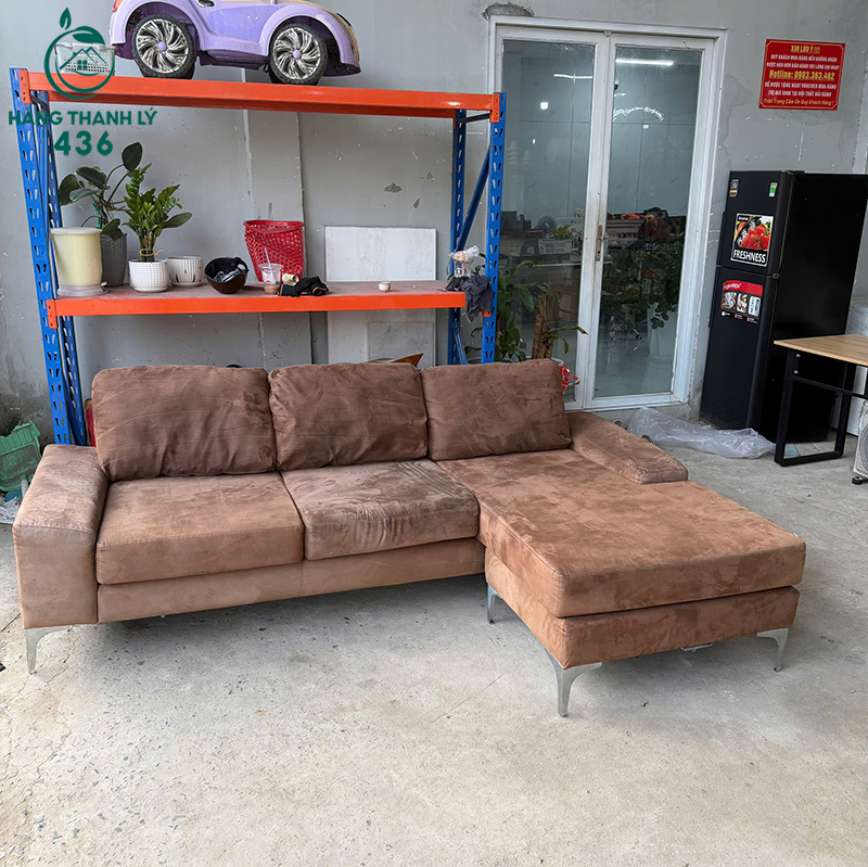Sofa Góc L Cũ Bọc Nệm Màu Nâu 2m4 4 sofa goc l cu boc nem mau nau 1