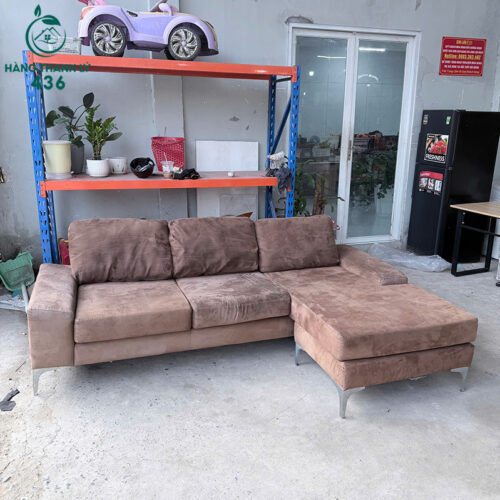 Sofa Góc L Cũ Bọc Nệm Màu Nâu 2m4 3 sofa goc l cu boc nem mau nau 2