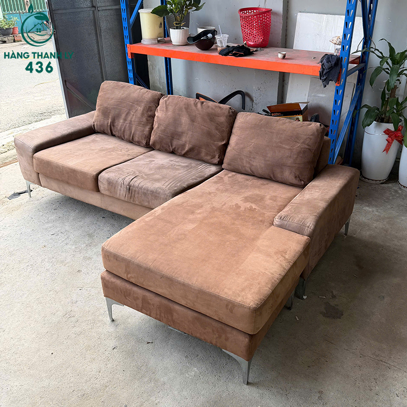 Sofa Góc L Cũ Bọc Nệm Màu Nâu 2m4 6 sofa goc l cu boc nem mau nau 3